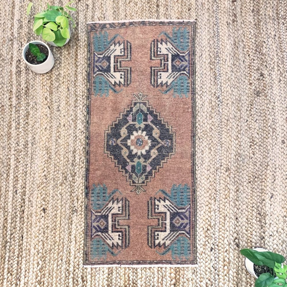Turkish Mini Boho Small Vintage Decor 2x3 Rug Tan